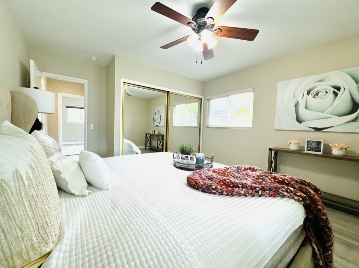 Primary bedroom staging